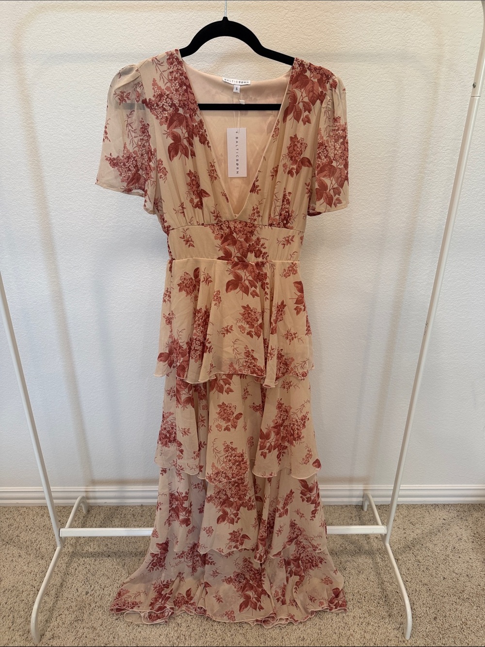 Baltic Born Cream Maxi Dress with Rust Floral Print